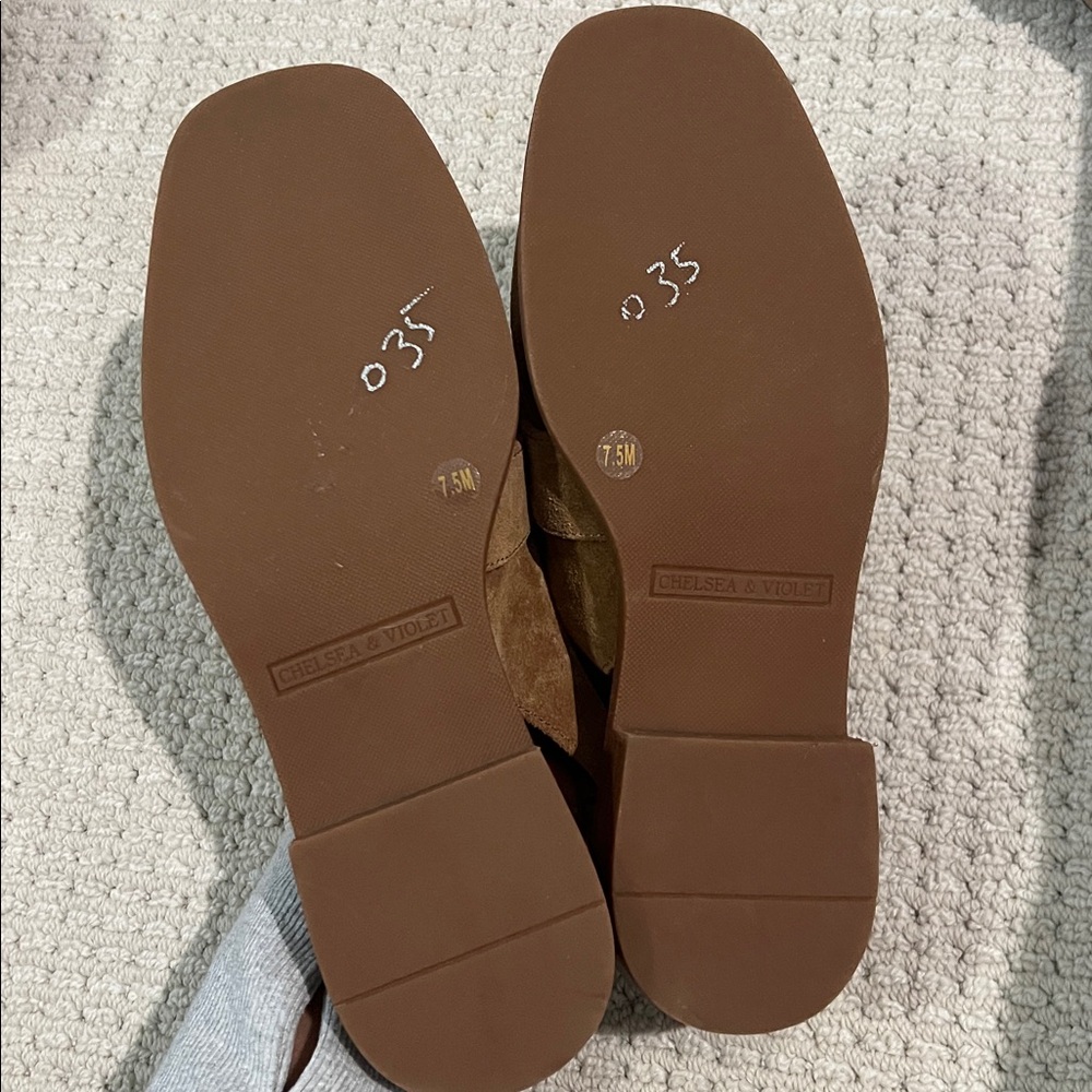 New Chelsea & Violet Lundin Suede Slingback Flats brown 7.5 - Picture 5 of 5